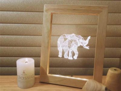 3D светильник в рамке Слон