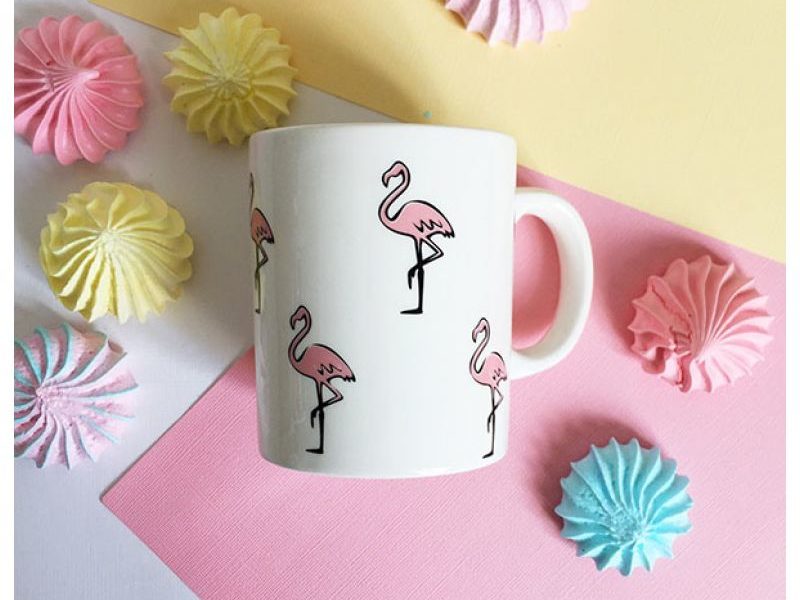 Фарфоровая кружка Розовый фламинго