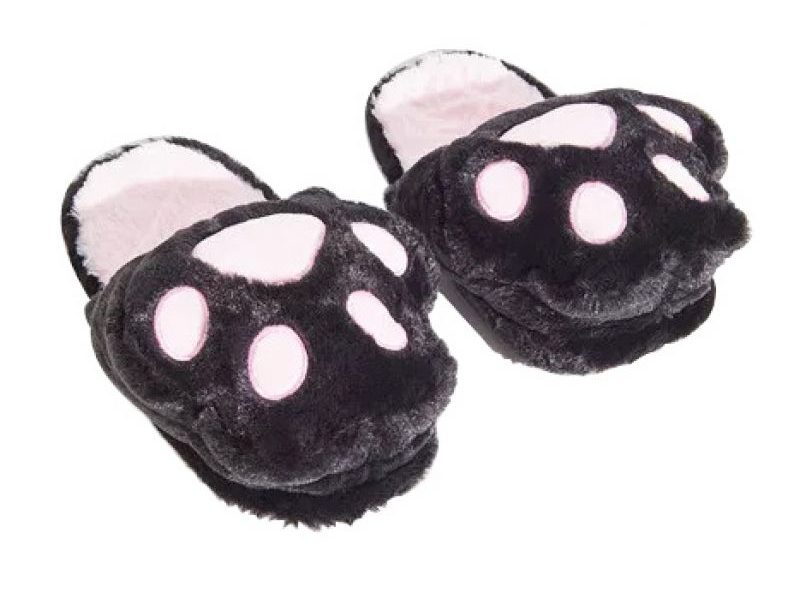 Тапочки Кошачья лапка черный с розовым
